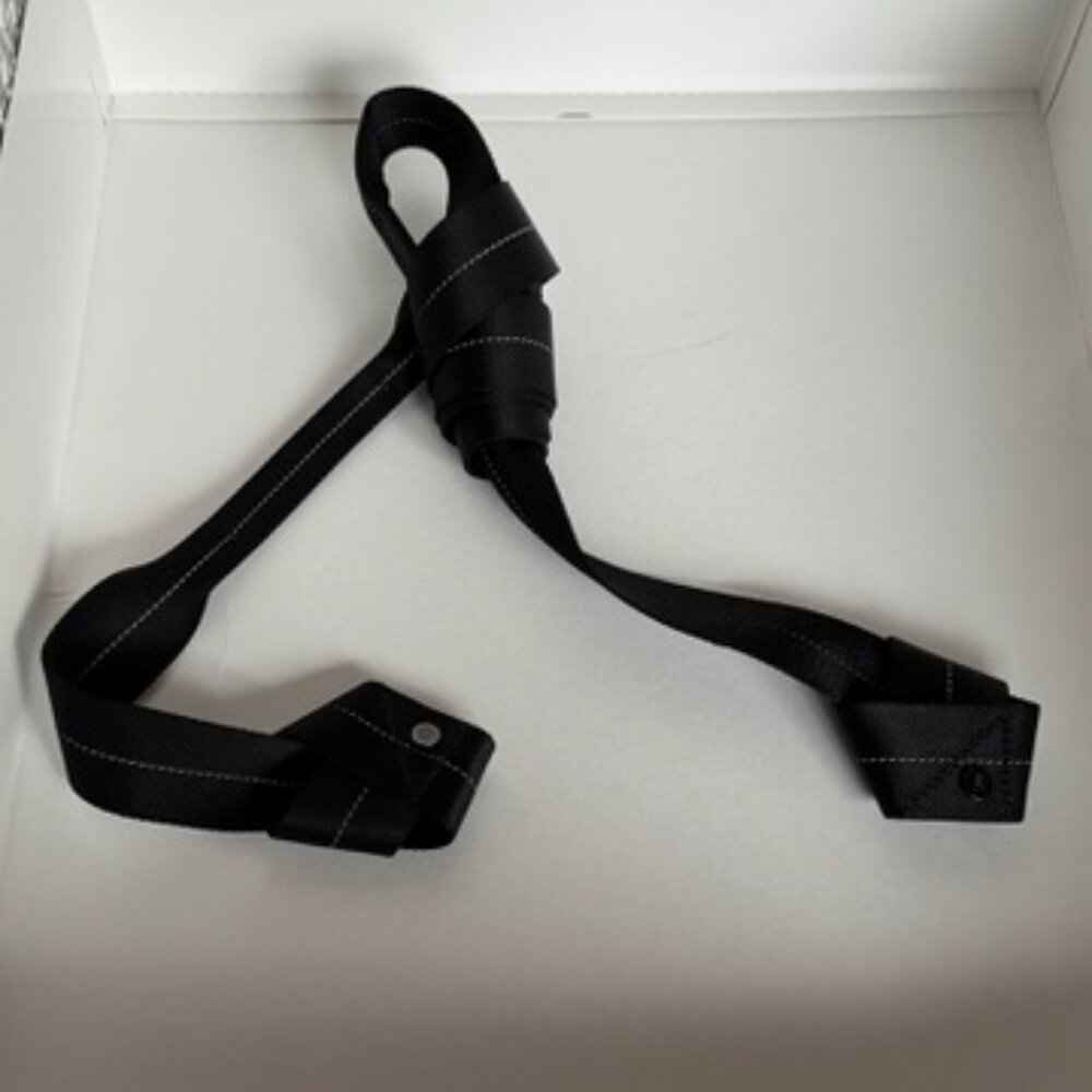 Lululemon Black Yoga Mat Strap White Stitching Detail